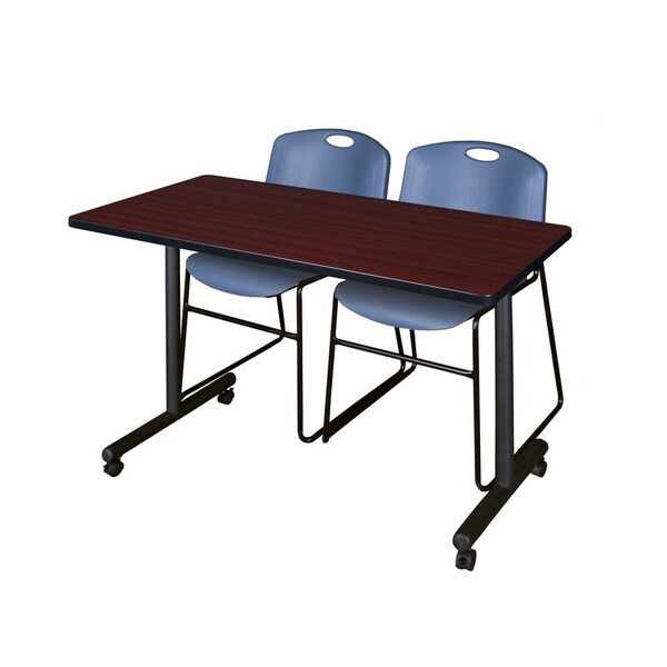 Kobe Rectangle Tables > Training Tables > Kobe Mobile Table & Chair Sets, 48 W, 24 L, 29 H, Mahogany MKTRCC4824MH44BE - main